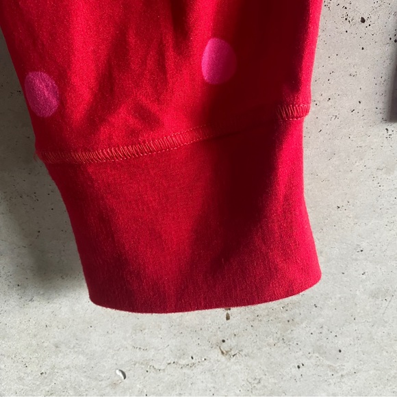 Kate Spade Long Sleeve Polka Dot Hot Pink Red Henley Pajama Set - Picture 7 of 11